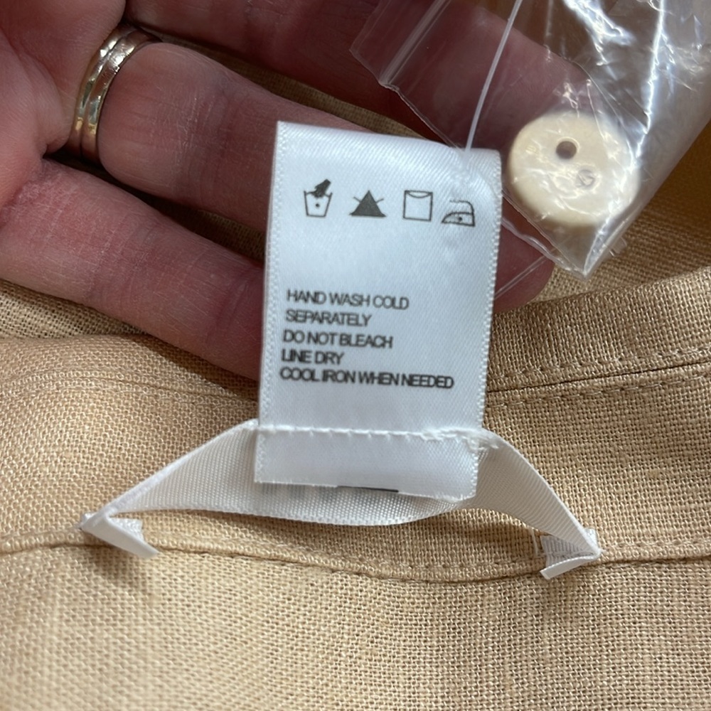 Mason Signature Almond Sienna Embroidered Linen Blend Button Down Shirt - Picture 7 of 7